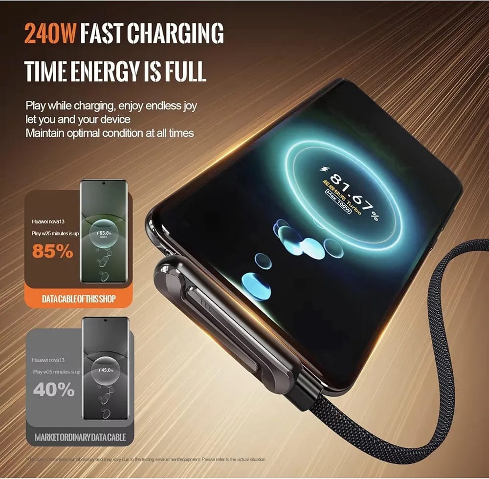 240W - USB C to USB C- Fast Charging Gaming Data Cable - 1.5M with Foldable Phone Stand