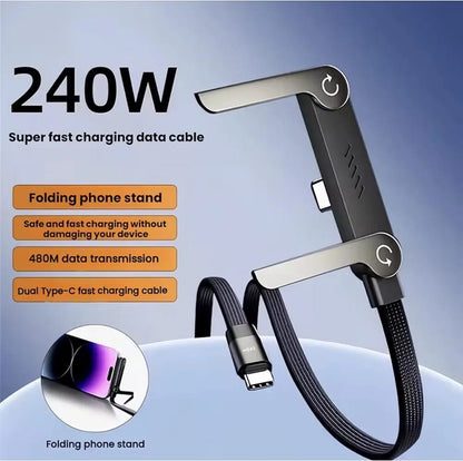 240W - USB C to USB C- Fast Charging Gaming Data Cable - 1.5M with Foldable Phone Stand