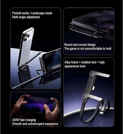 240W - USB C to USB C- Fast Charging Gaming Data Cable - 1.5M with Foldable Phone Stand