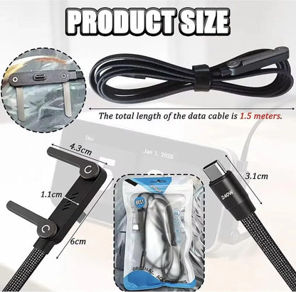 240W - USB C to USB C- Fast Charging Gaming Data Cable - 1.5M with Foldable Phone Stand